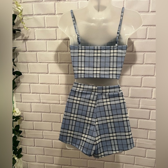 STREETWARE SOCIETY Blue Plaid Two-Piece Set Top & short-skirt/size S - Picture 8 of 16